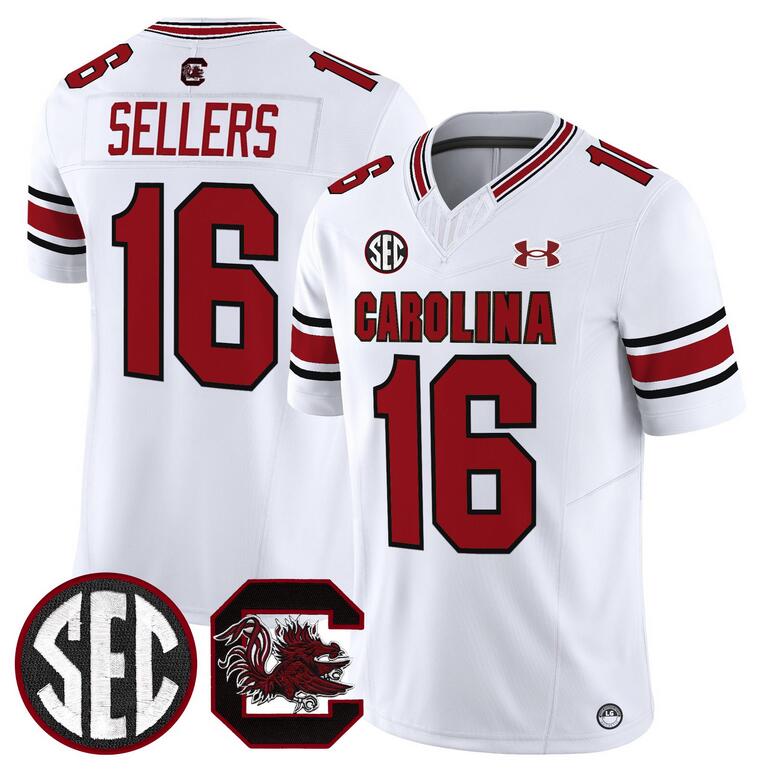 Men's South Carolina Gamecocks #16 LaNorris Sellers White 2025 F.U.S.E. Stitched Jersey
